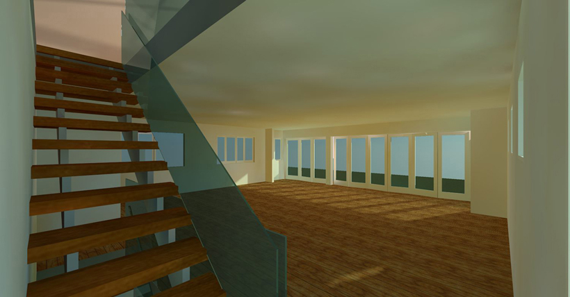 Main Living Room Stair, Ocean View 3rd Story Addition, Whole House Remodel & Glass Patio Enclosure, ENR architects, Granbury, TX 76049 - CAD Design